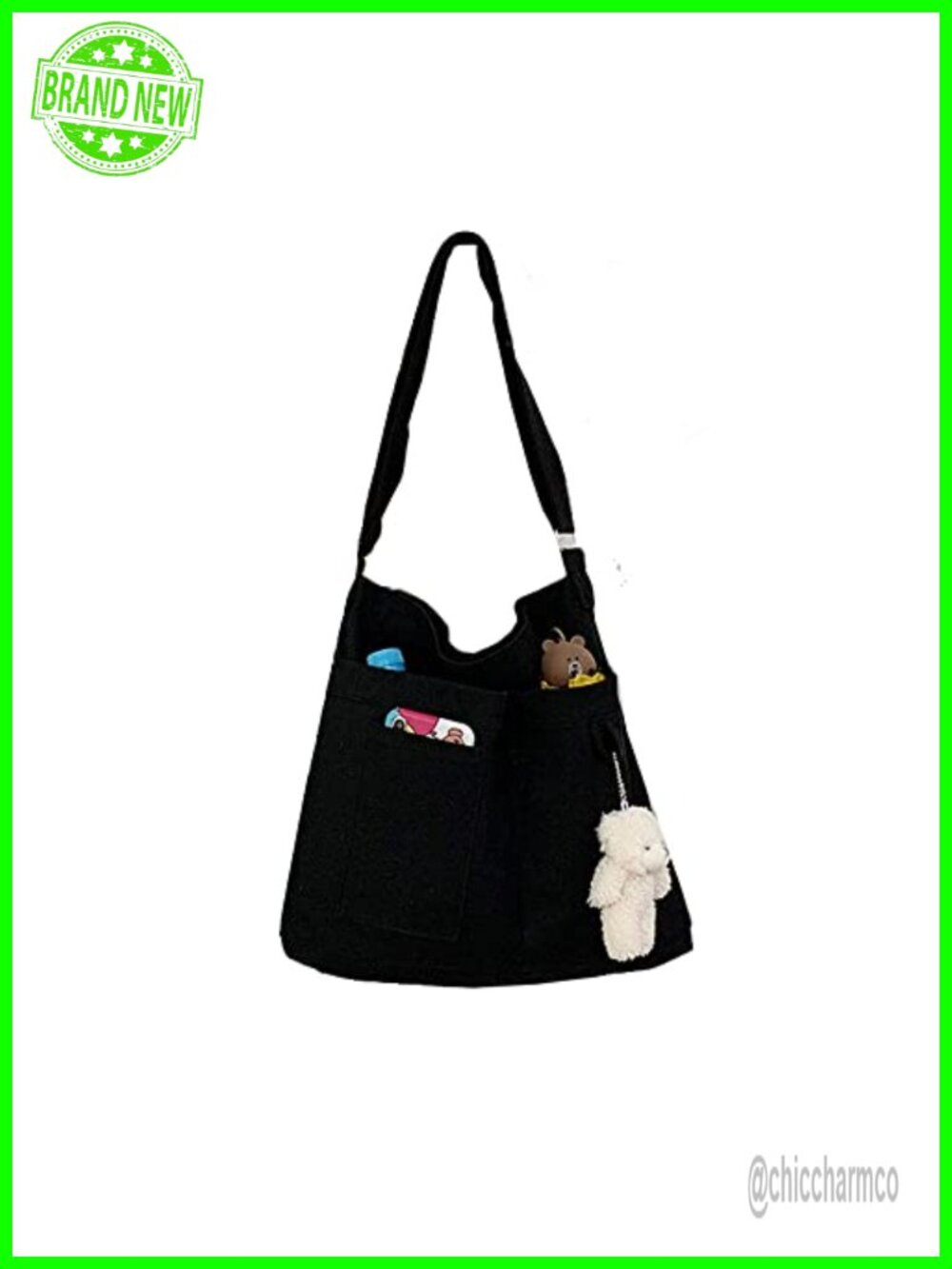 Cotton Canvas Tote Bag Crossbody Shoulder Hobo Beach Bag Zip Closure
